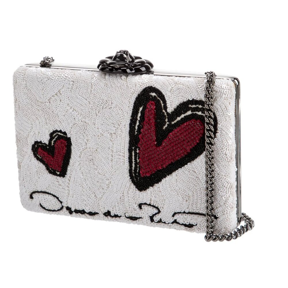 Oscar de La Renta Sequin Heart Crossbody Clutch - Picture 2 of 5